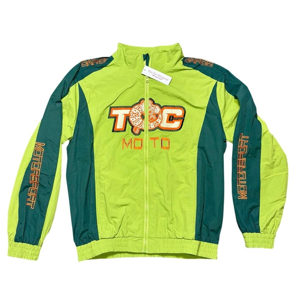 NWT Men's The Car Company Green Windbreaker Moto Jacket L